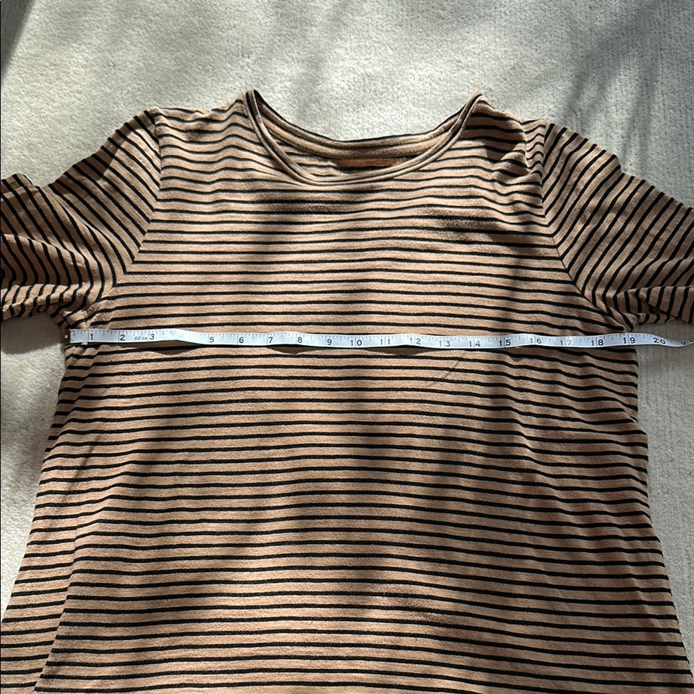 Eileen Fisher Striped Tan and Black T-Shirt